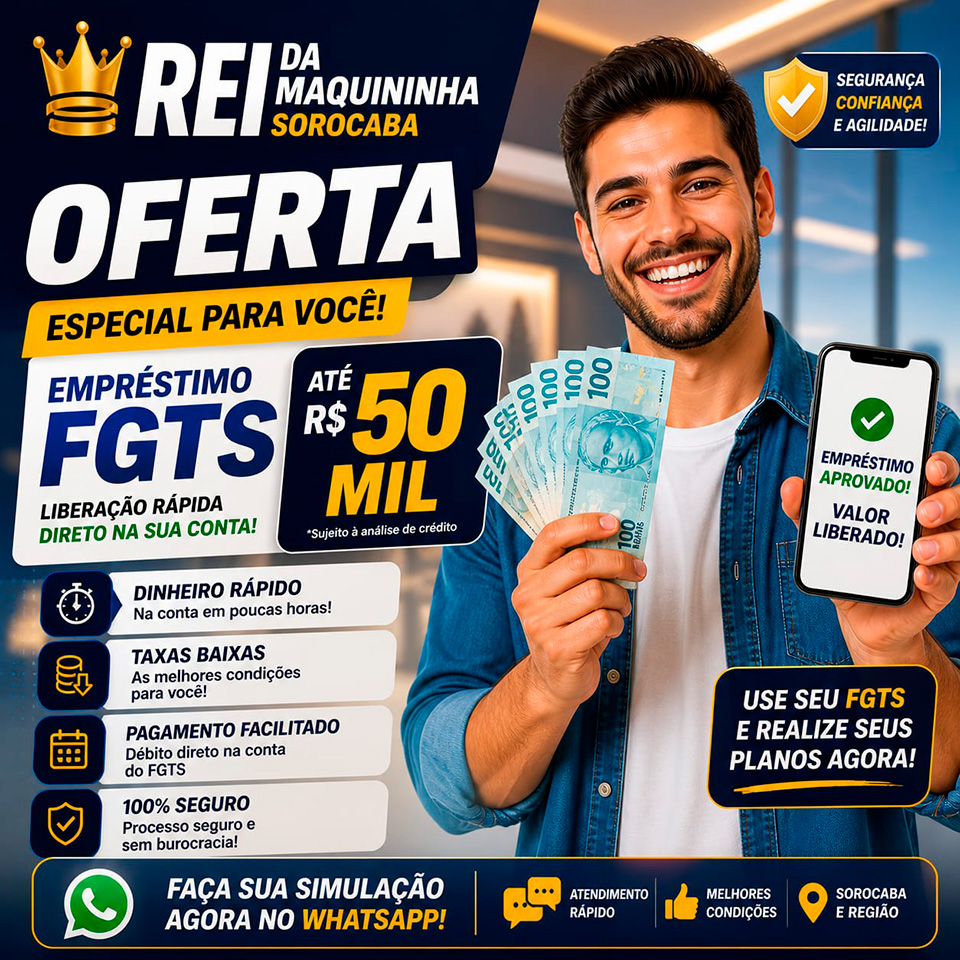 Empréstimo FGTS de até R$ 50 mil com liberação rápida