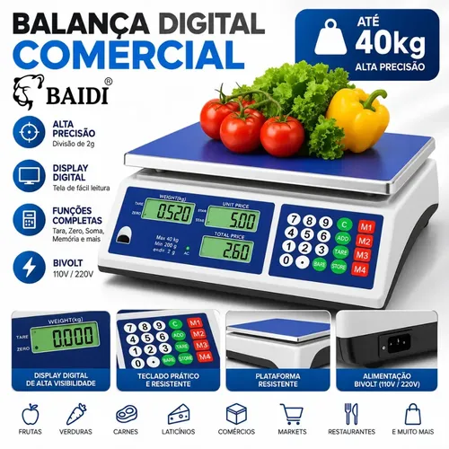 Balança comercial digital 40 kg