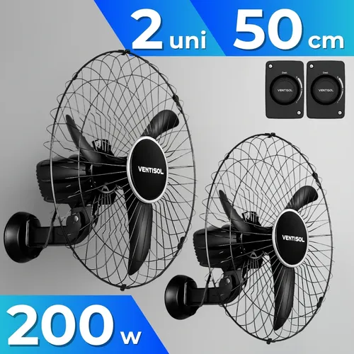 Kit 2 ventiladores de parede Ventisol 50 cm